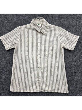Vintage 80s Size 7 Girl Scouts Official Uniform Brown Trefoil Stripe Blouse USA